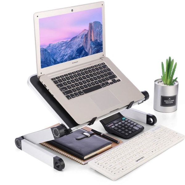 Hopfällbar Laptopbord, Aluminium ergonomisk stativ (vit) Metall utseende