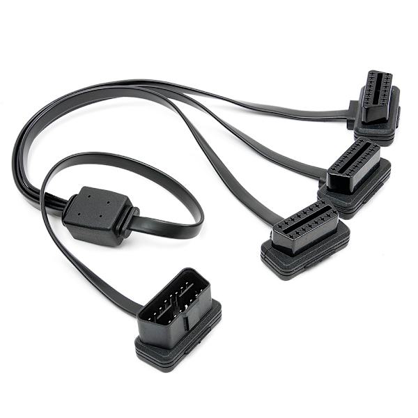 1x3 OBD2 OBDII Splitter förlängningskabel 1x hane 3x hona Svart