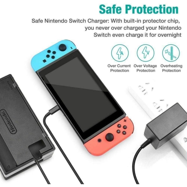 EU AC adapter til Nintendo Switch / lite / OLED dockingstation Black