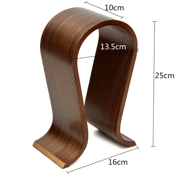 Universal headset rack lavet af ægte træ i flere lag Brown