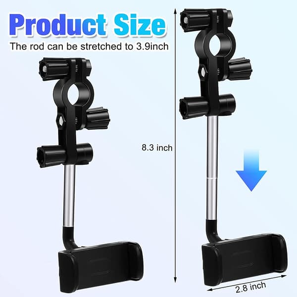 Mobilholder til bakspejlet - teleskopisk Black