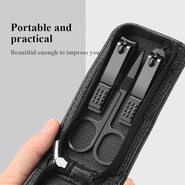 6 kpl Kannettava Luxury manikyyrisetti, pedikyyrisarja henkilökohtaisen hygienian työkalut Black