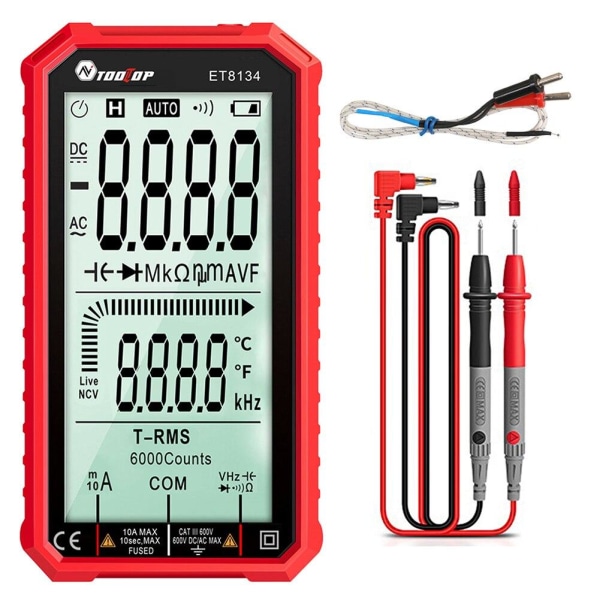 Digitalt multimeter med delt 4,7 tommer LCD. RØD Red one size