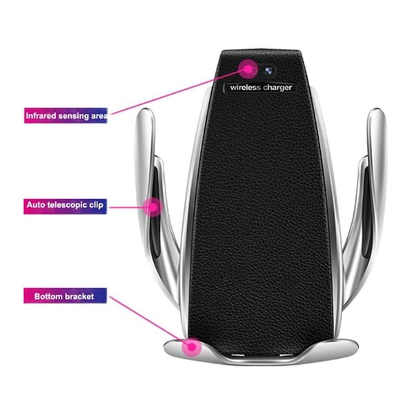 Trådløs Qi lader bilholder 10W med automatisk låsing Black one size