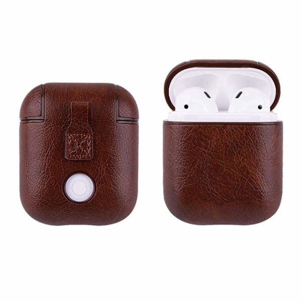 Læderetui til Apple Airpods / Airpod 2 - Mørkebrun Brown one size