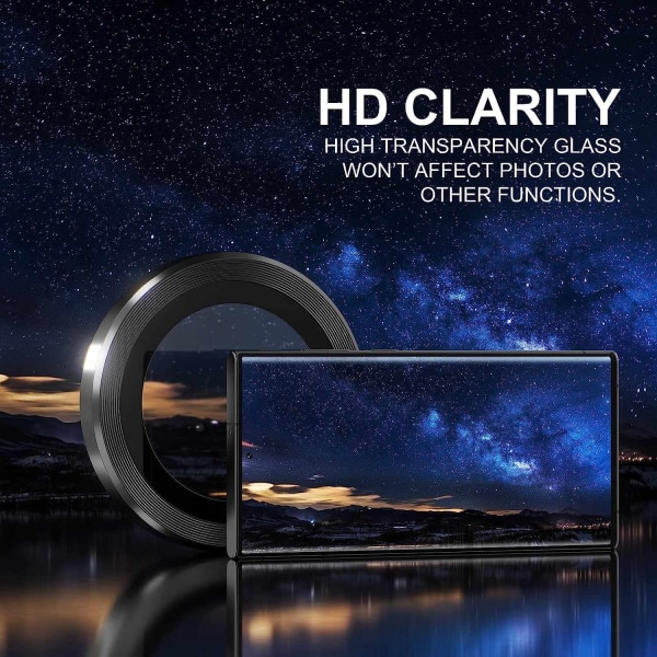 Musta Samsung S23 Ultra -kameran linssinsuojus Transparent one size