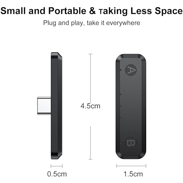 Bluetooth -adapter Kompatibel med Nintendo Switch / OLED / Lite, BT 5.0 Black