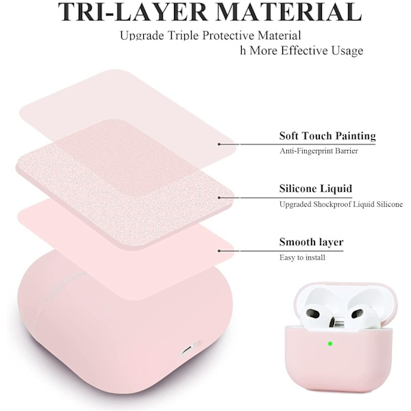 2x Rosa Apple AirPods 3 skal silikon skyddsfodral för AirPods 3 Rosa one size