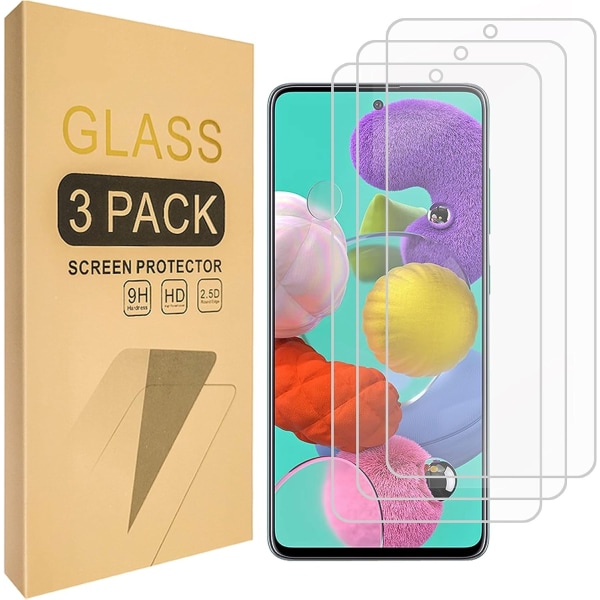 3x Skärmskydd i Härdat Glas för Samsung Galaxy A51/A52 Transparent one size