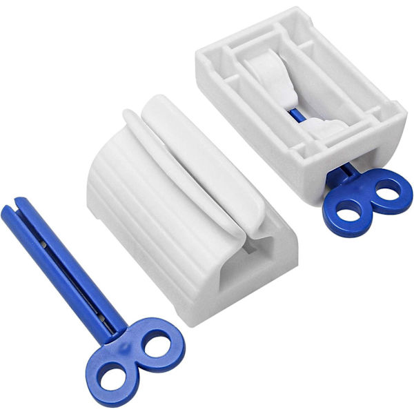 2x Blå tandpasta clip Tube press Tube holder White