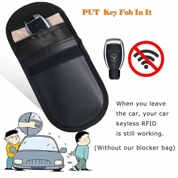 Nøglefri RFID-beskyttelse bilnøgletaske Black one size