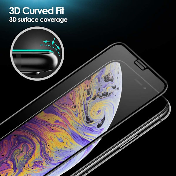 3x Hærdet glasafdækning iPhone 11 Pro Max / Xs Max 5D Full Fit Transparent