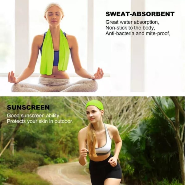 Training Towel Cooling Ultra Absorbent Nopeasti Kuivuva Pehmeä Mikrokuitupyyhe Green one size