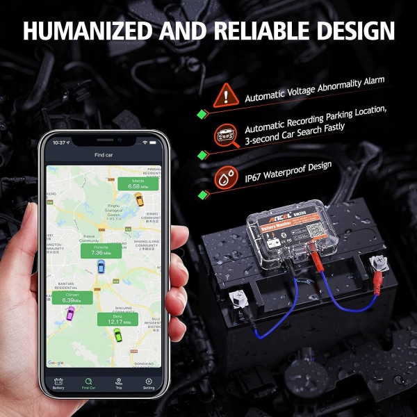 Ancel BM200 Batteri monitor app Bluetooth Svart