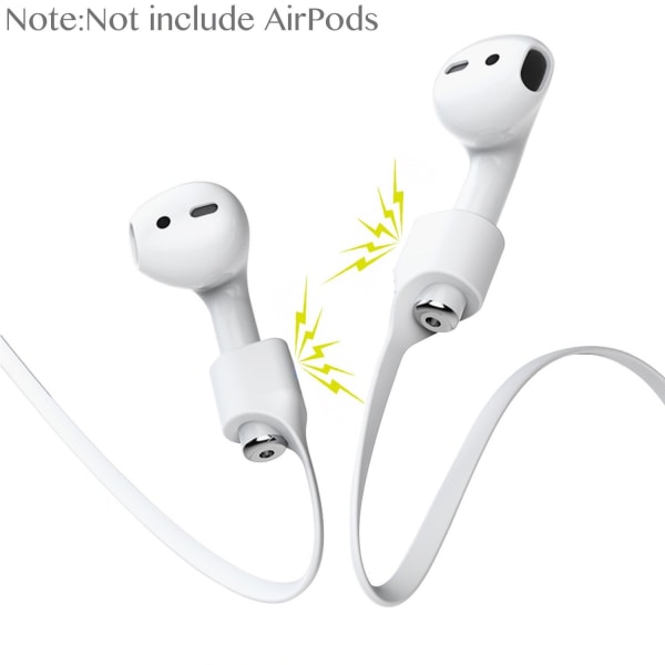 2x Hvid magnetisk silikonsnor Apple AirPods stroppestropper White one size