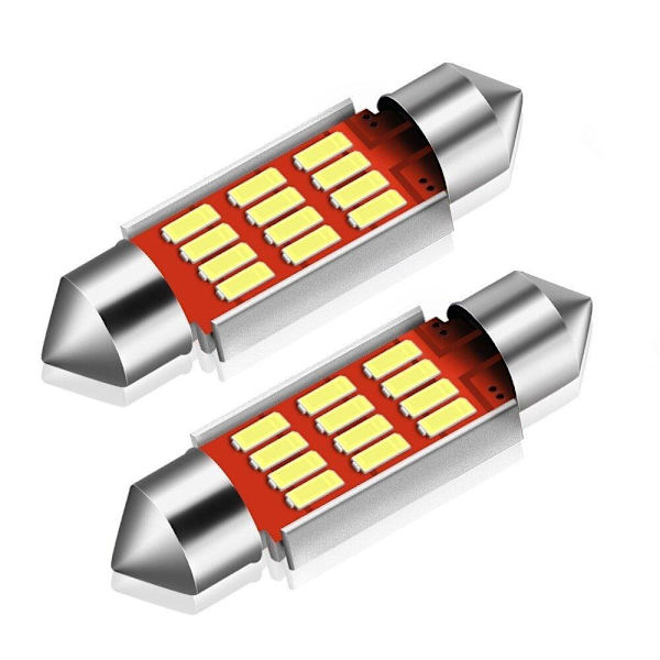 4x CANBUS C5W SV8.5 Festoon 12 LED 4014 41mm- Hvid White