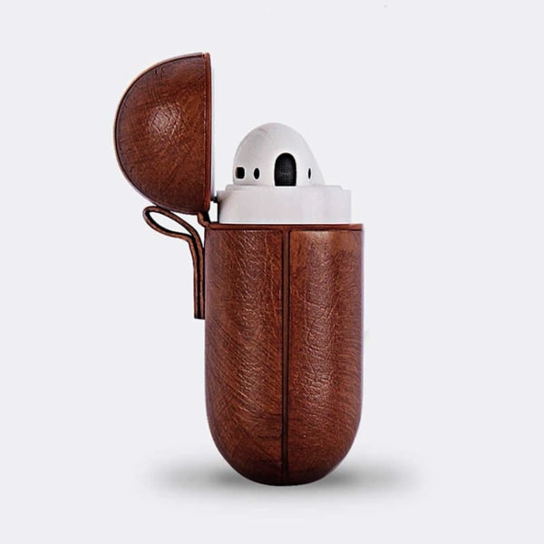 Læderetui til Apple Airpods / Airpod 2 - Mørkebrun Brown one size