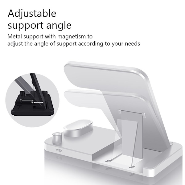 Hvit 4 - 1 ladestasjon for iPhone, Apple Watch, AirPods, Apple Pencil 1/2. Silver one size