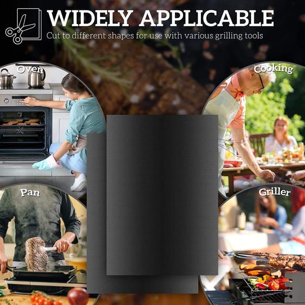 2X Grillmatte Coaster for grill og stekeovn 40X33 cm Black one size