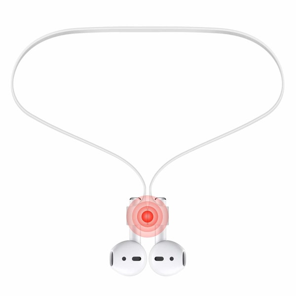 2x Hvid magnetisk silikonsnor Apple AirPods stroppestropper White one size
