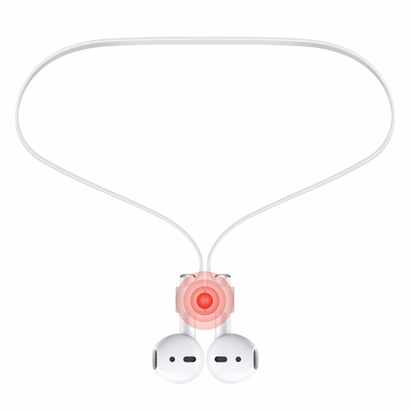 2x Vit Magnetisk silikonsnöre Apple AirPods Rem Straps Vit one size