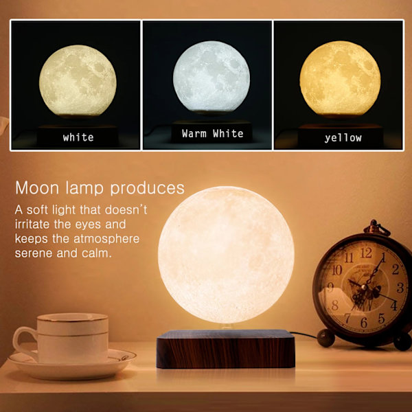 Kelluva kelluva Maglev-lamppu Ilmakehälamppu Moon Walnut White one size