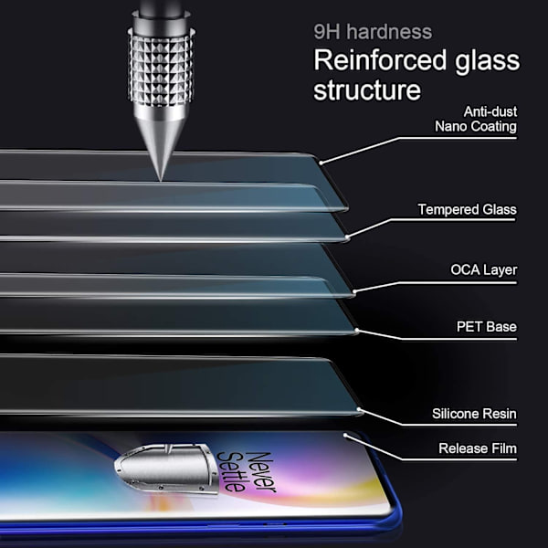 3x Glasdæksel OnePlus 9 hærdet Dækker hele skærmen Transparent one size