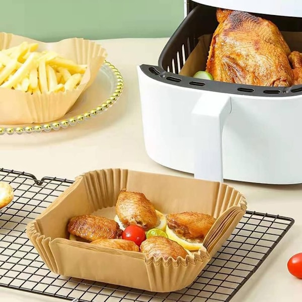 50st 16x4,5 cm Kvadrat Air Fryer Bakplåtspapper Ark Formar Engångspapper Brun one size