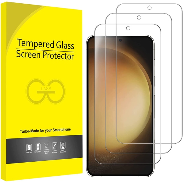 3X Karkaistu lasikuori Samsung S23+ / S23 Plus Full Fit Transparent one size