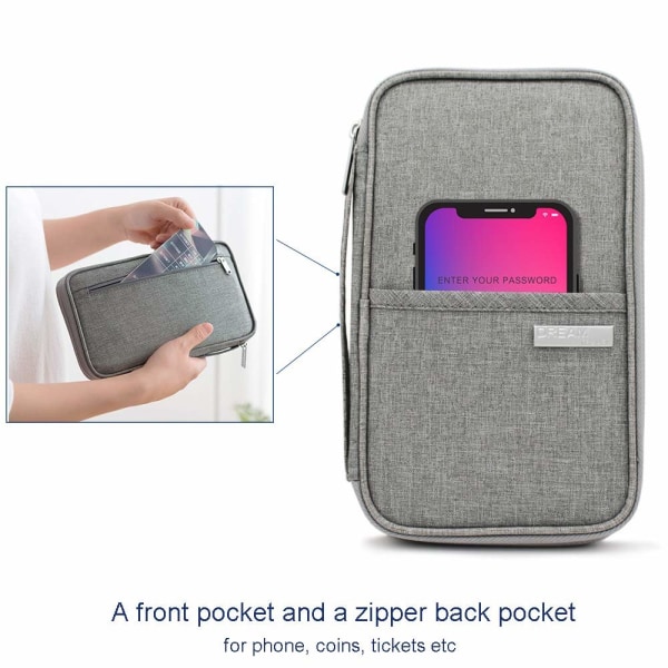 RFID Skydd - Grå universell Resa plånbok Passfodral grå one size