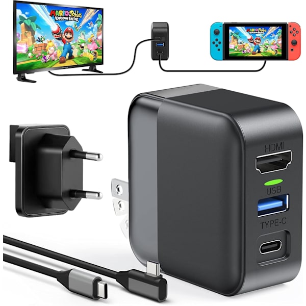 MultiHub Kompatibel med Nintendo Switch 3 i 1 Docksæt EU-version Black