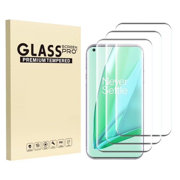 3x Glasovertræk OnePlus 9 Pro hærdet Dækker hele skærme Transparent one size