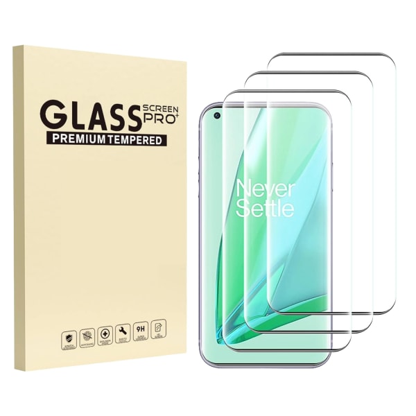 3x Glassdeksel OnePlus 9 Pro herdet Dekker hele skjermen Transparent one size
