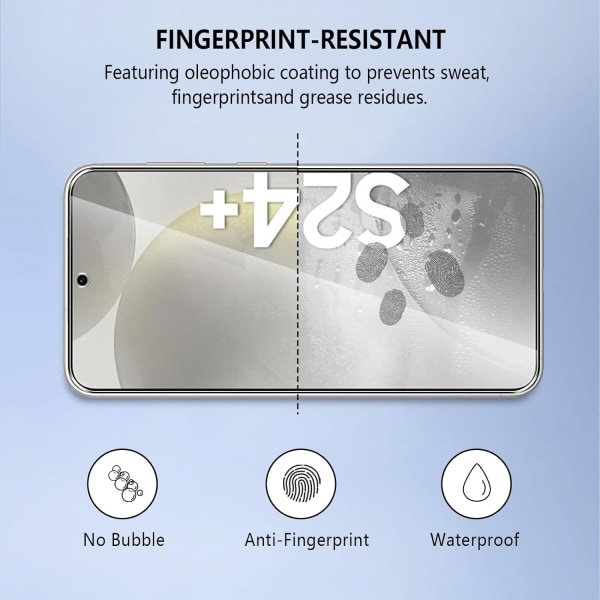 3X Herdet glassdeksel Samsung S24+ / S24 Plus Full Fit Transparent one size