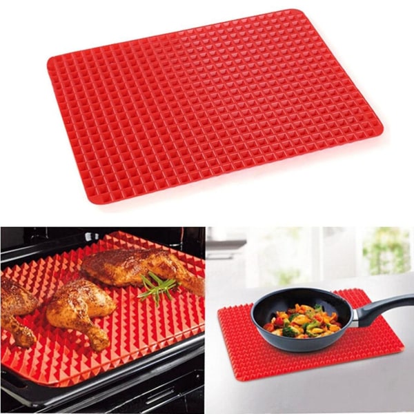 Non-Stick silikone ovnmåtte, pyramideformet sund madlavning. Red one size