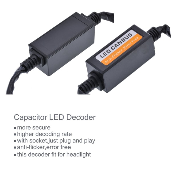 H7 LED Decoder Canbus Varning Headlight Canceller Svart