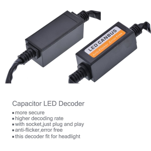 H7 LED-dekoder Canbus Advarsel Hovedlyskaster Black
