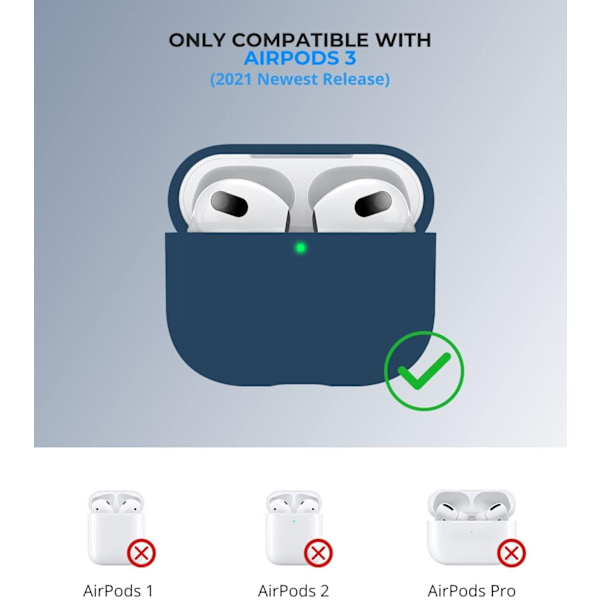 2x Tummansininen Apple AirPods 3 Case silikonisuojakotelo AirPods 3:lle Marine blue one size