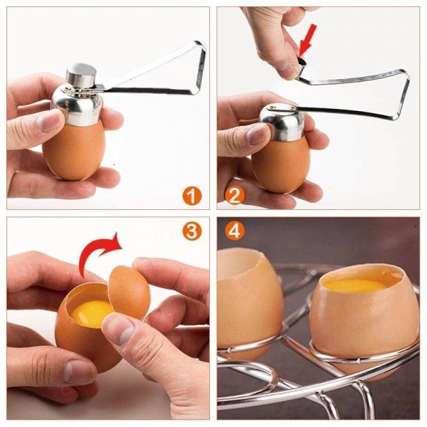 Käytännöllinen Egg-leikkuri, kuorenavaaja, metallinen kananmunan Silver one size