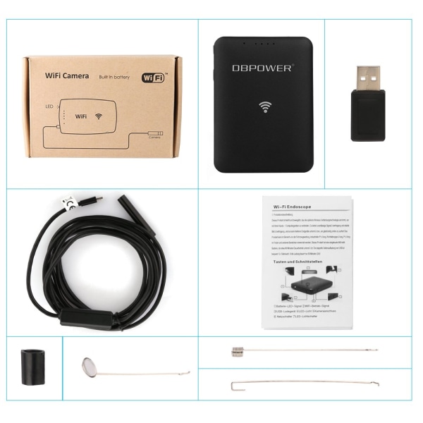 20M WIFI inspeksjonskamera for Android iPhone, Android, Windows Black