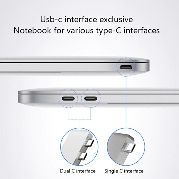 USB C Hub Thunderbolt 7 i 1 med 1 USB C Hane Silver