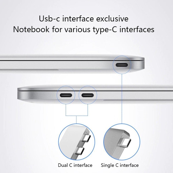 USB C Hub Thunderbolt 7 i 1 med 1 USB C Hane Silver