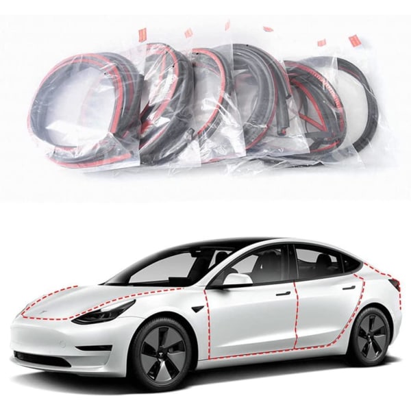 Tesla Model S Dörrtätningssats Gummilister 7-pack Svart
