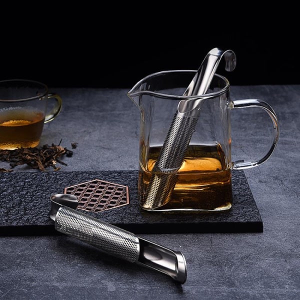 2x Te-si rør i rustfrit stål mesh tea infuser Metal look one size