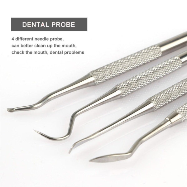 Tandværktøj af professionel til tandhygiejne 6 dele med etui Silver