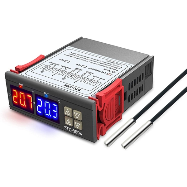 STC-3008 220V Temperaturregulator, PID-regulator Svart