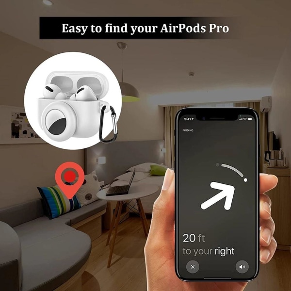 AirPods Pro silikonskal med AirTag hållare Vit Vit one size