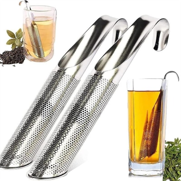 2x Te-si rør i rustfrit stål mesh tea infuser Metal look one size