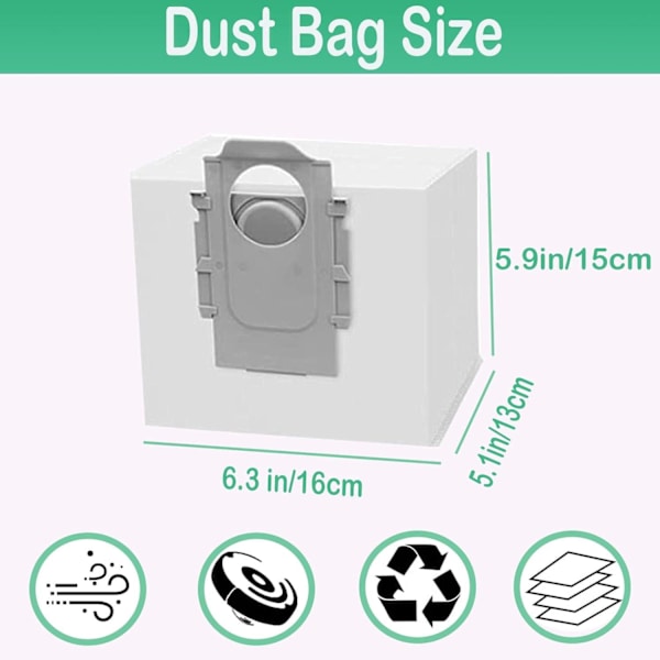 5x Dammsugarpåsar Xiaomi Roborock S8+ / S8 Pro Ultra mm. Vit one size