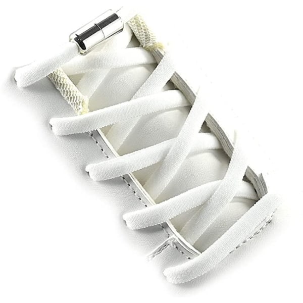 2 par hvide slipsfri elastiske snørebånd White one size